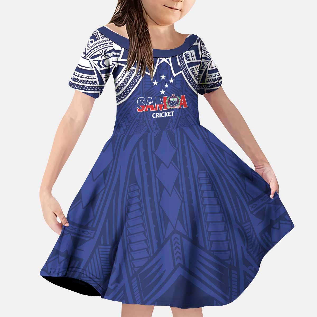 Custom Samoa Cricket Kid Short Sleeve Dress Go Champions Samoan - Polynesian Pride