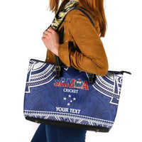 Custom Samoa Cricket Leather Tote Bag Go Champions Samoan - Polynesian Pride