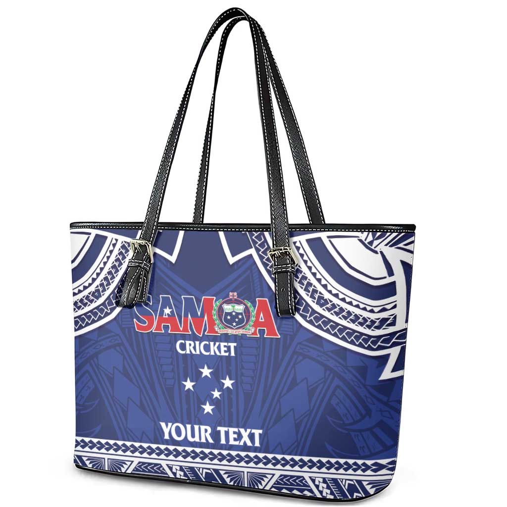 Custom Samoa Cricket Leather Tote Bag Go Champions Samoan - Polynesian Pride