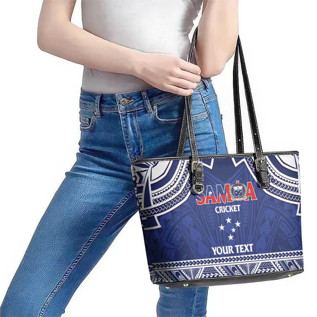Custom Samoa Cricket Leather Tote Bag Go Champions Samoan - Polynesian Pride