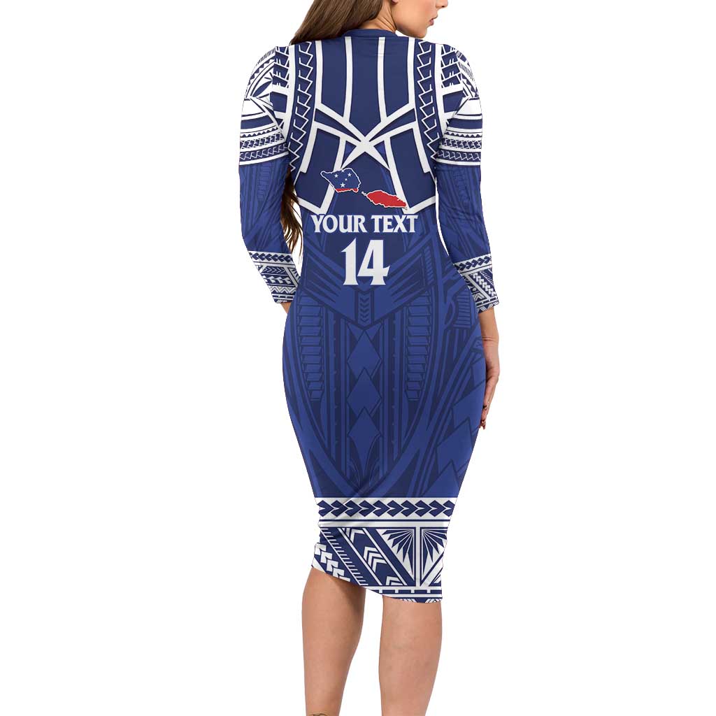 Custom Samoa Cricket Long Sleeve Bodycon Dress Go Champions Samoan - Polynesian Pride