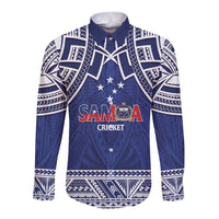 Custom Samoa Cricket Long Sleeve Button Shirt Go Champions Samoan LT14 Unisex Blue - Polynesian Pride