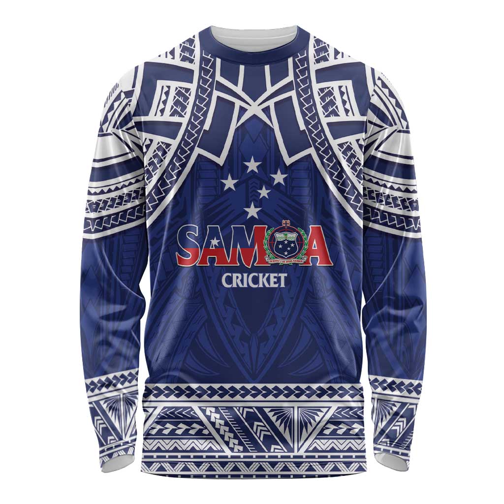 Custom Samoa Cricket Long Sleeve Shirt Go Champions Samoan LT14 Unisex Blue - Polynesian Pride