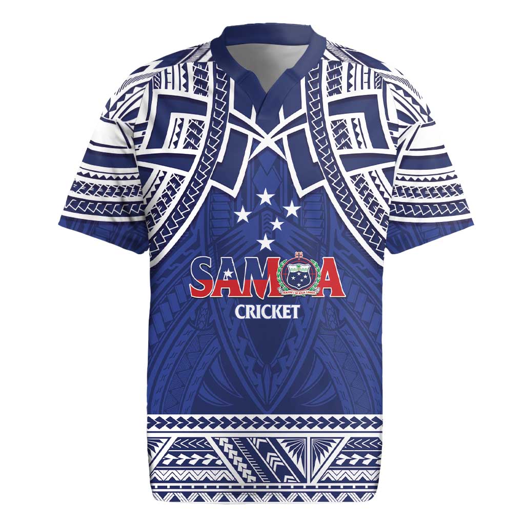 Custom Samoa Cricket Rugby Jersey Go Champions Samoan LT14 Blue - Polynesian Pride