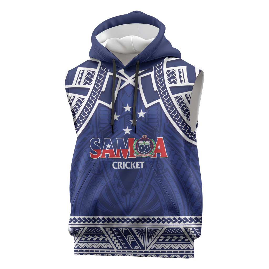 Custom Samoa Cricket Sleeveless Hoodie Go Champions Samoan LT14 Blue - Polynesian Pride