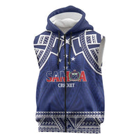 Custom Samoa Cricket Sleeveless Zip Hoodie Go Champions Samoan LT14 Blue - Polynesian Pride