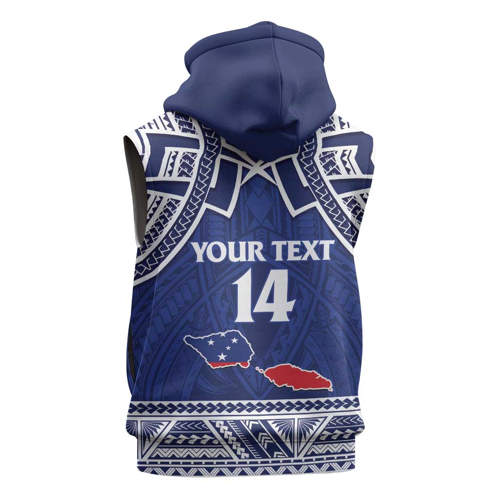 Custom Samoa Cricket Sleeveless Zip Hoodie Go Champions Samoan LT14 - Polynesian Pride