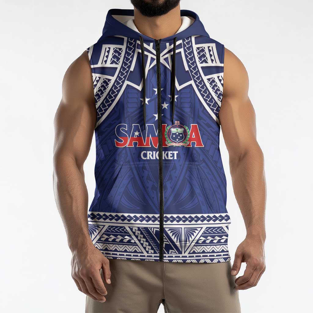 Custom Samoa Cricket Sleeveless Zip Hoodie Go Champions Samoan LT14 - Polynesian Pride