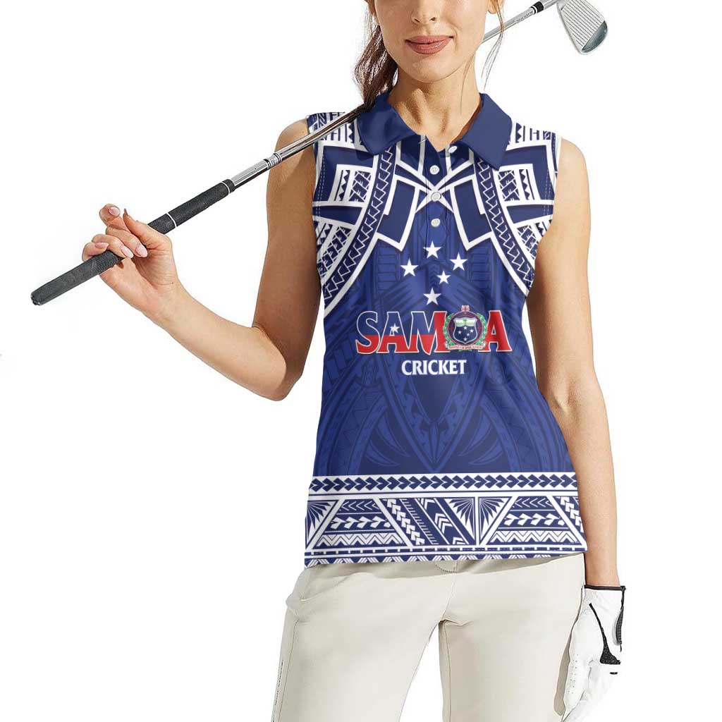 Custom Samoa Cricket Women Sleeveless Polo Shirt Go Champions Samoan - Polynesian Pride