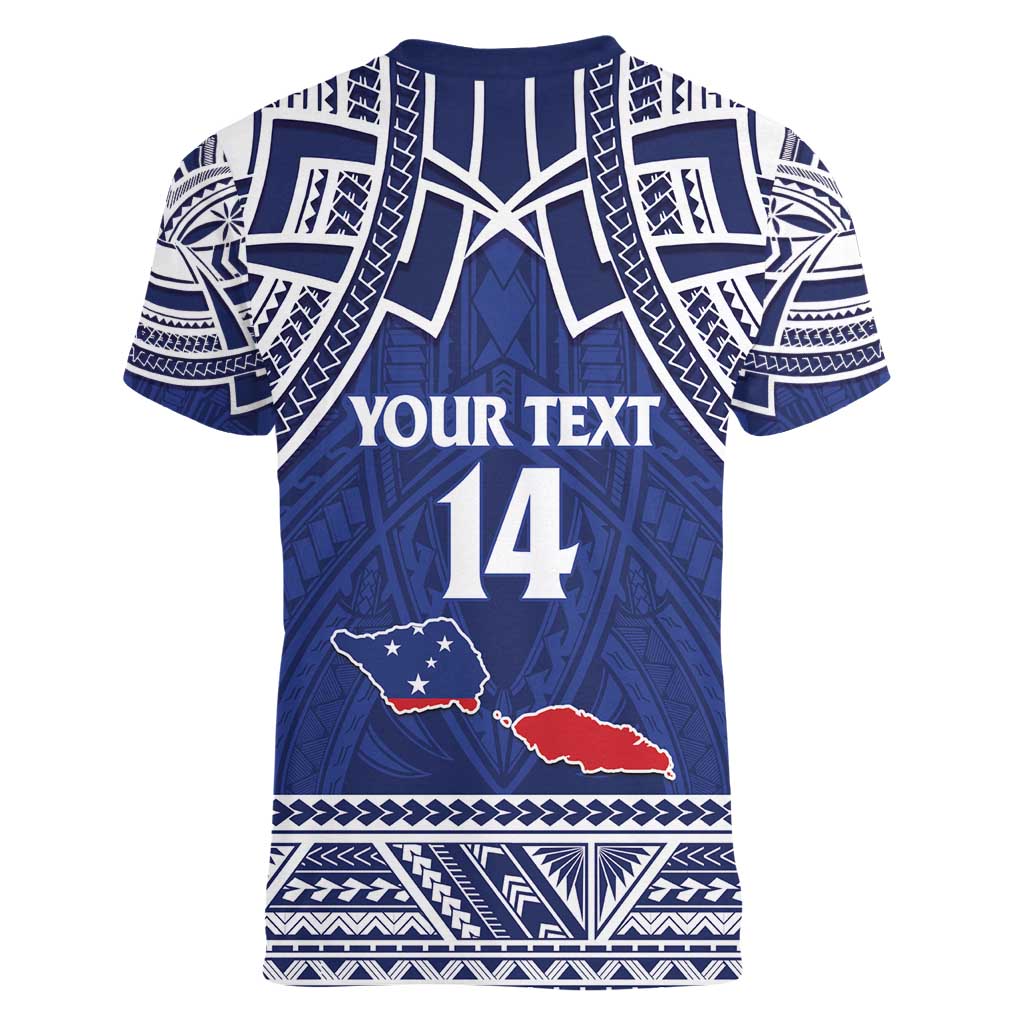 Custom Samoa Cricket Women V-Neck T-Shirt Go Champions Samoan - Polynesian Pride