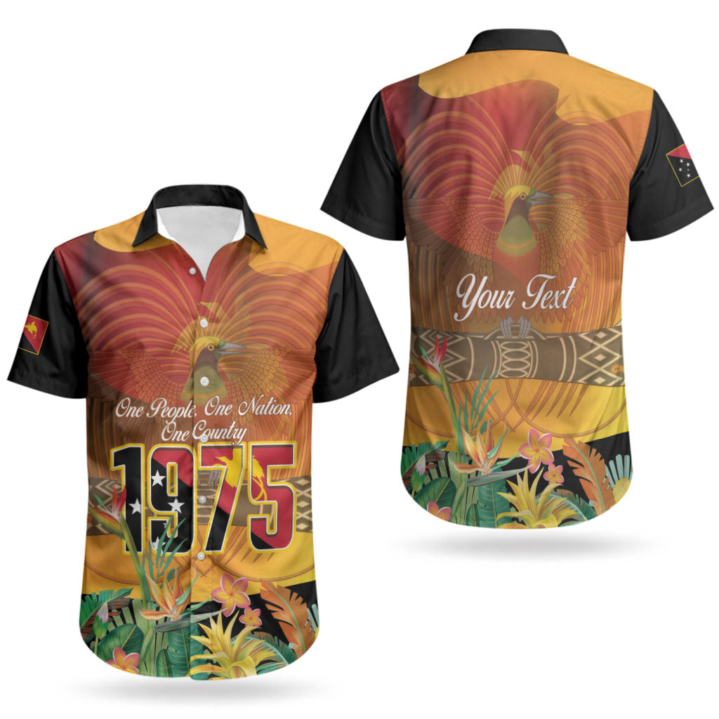 Personalised Papua New Guinea Independence Day Couples Matching Long Sleeve Bodycon Dress and Hawaiian Shirt One People One Nation One Country