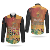Personalised Papua New Guinea Independence Day Couples Matching Off Shoulder Maxi Dress and Long Sleeve Button Shirt One People One Nation One Country