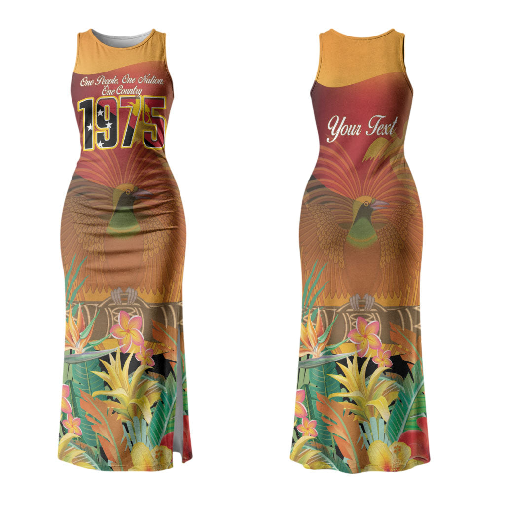 Personalised Papua New Guinea Independence Day Couples Matching Tank Maxi Dress and Long Sleeve Button Shirt One People One Nation One Country