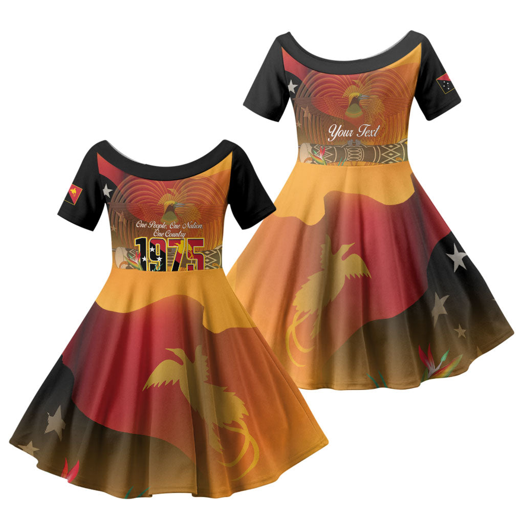 Personalised Papua New Guinea Independence Day Family Matching Mermaid Dress and Hawaiian Shirt One People One Nation One Country