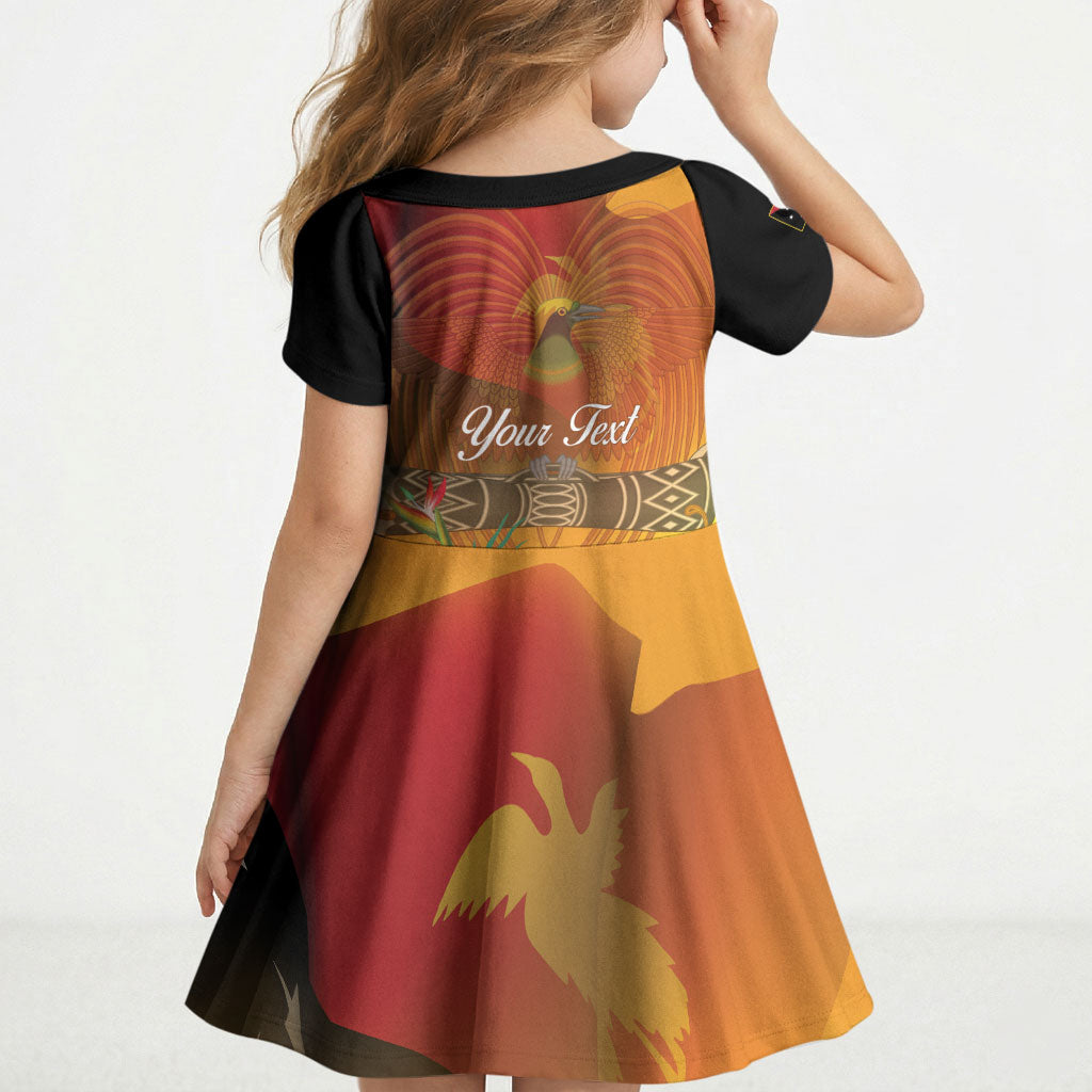Personalised Papua New Guinea Independence Day Kid Short Sleeve Dress One People One Nation One Country