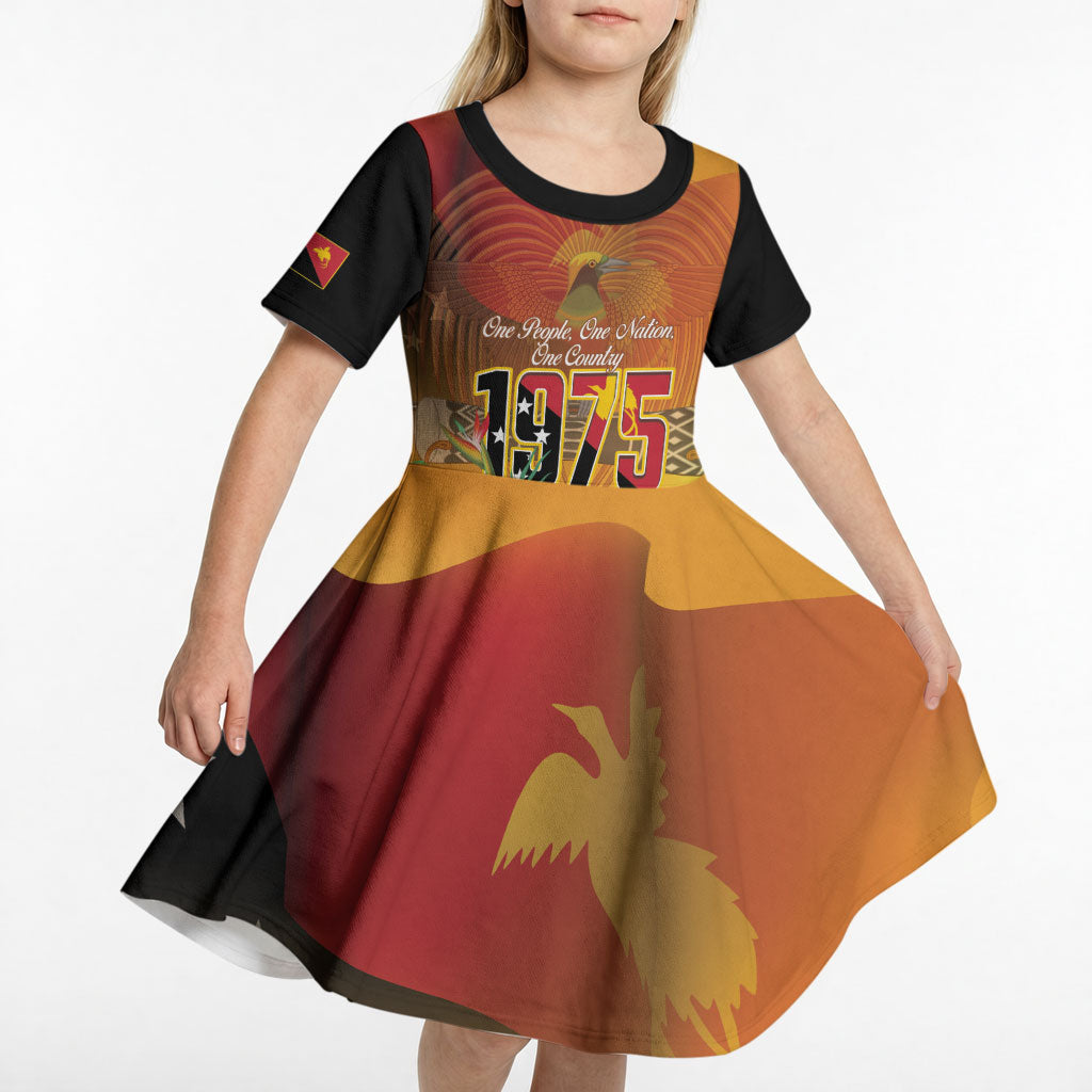 Personalised Papua New Guinea Independence Day Kid Short Sleeve Dress One People One Nation One Country