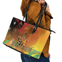Papua New Guinea Independence Day Leather Tote Bag One People One Nation One Country