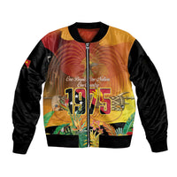 Personalised Papua New Guinea Independence Day Sleeve Zip Bomber Jacket One People One Nation One Country