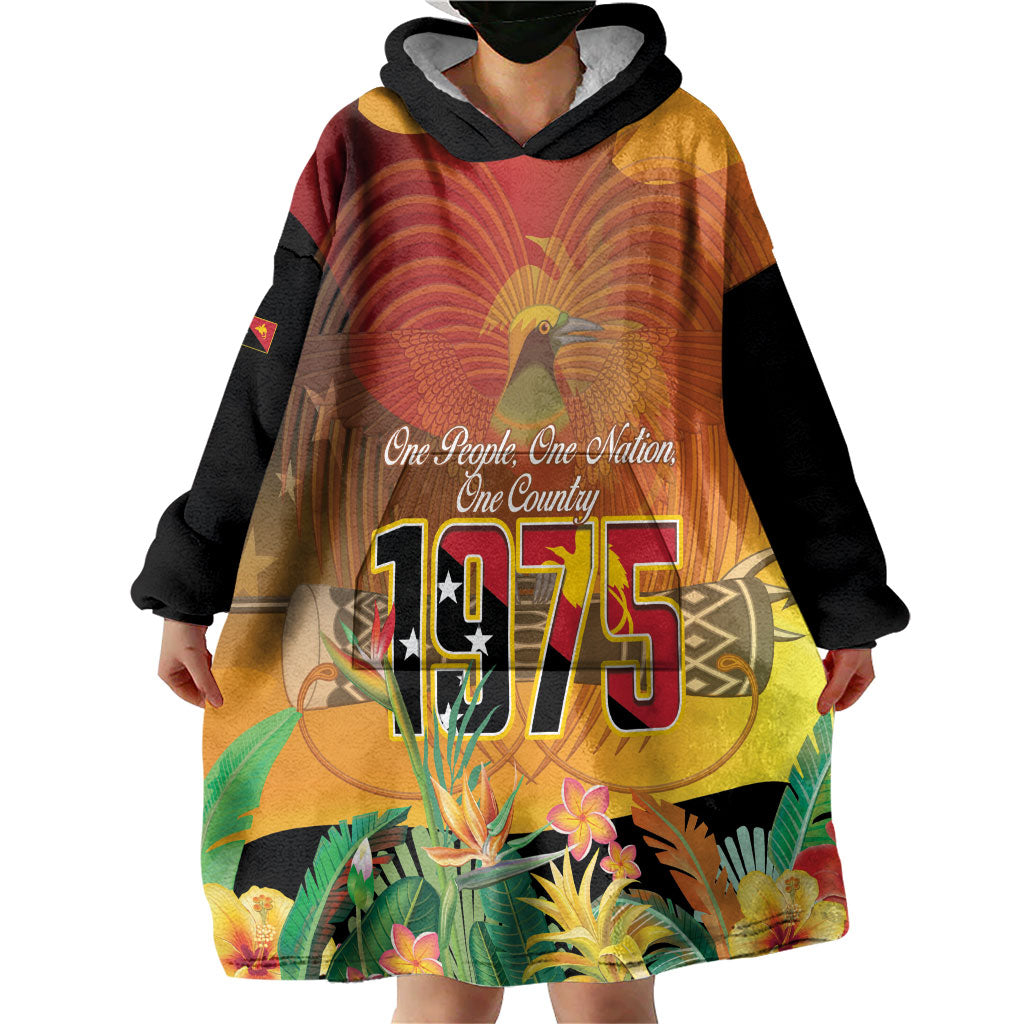Personalised Papua New Guinea Independence Day Wearable Blanket Hoodie One People One Nation One Country