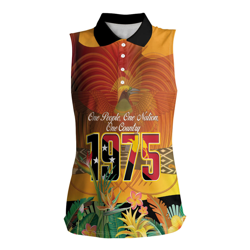 Personalised Papua New Guinea Independence Day Women Sleeveless Polo Shirt One People One Nation One Country