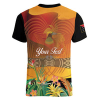 Personalised Papua New Guinea Independence Day Women V-Neck T-Shirt One People One Nation One Country