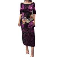 Hawaii Puletasi Pray For Maui Hawaiian Plumeria Be Strong Pink Verison LT14 Long Dress Pink - Polynesian Pride