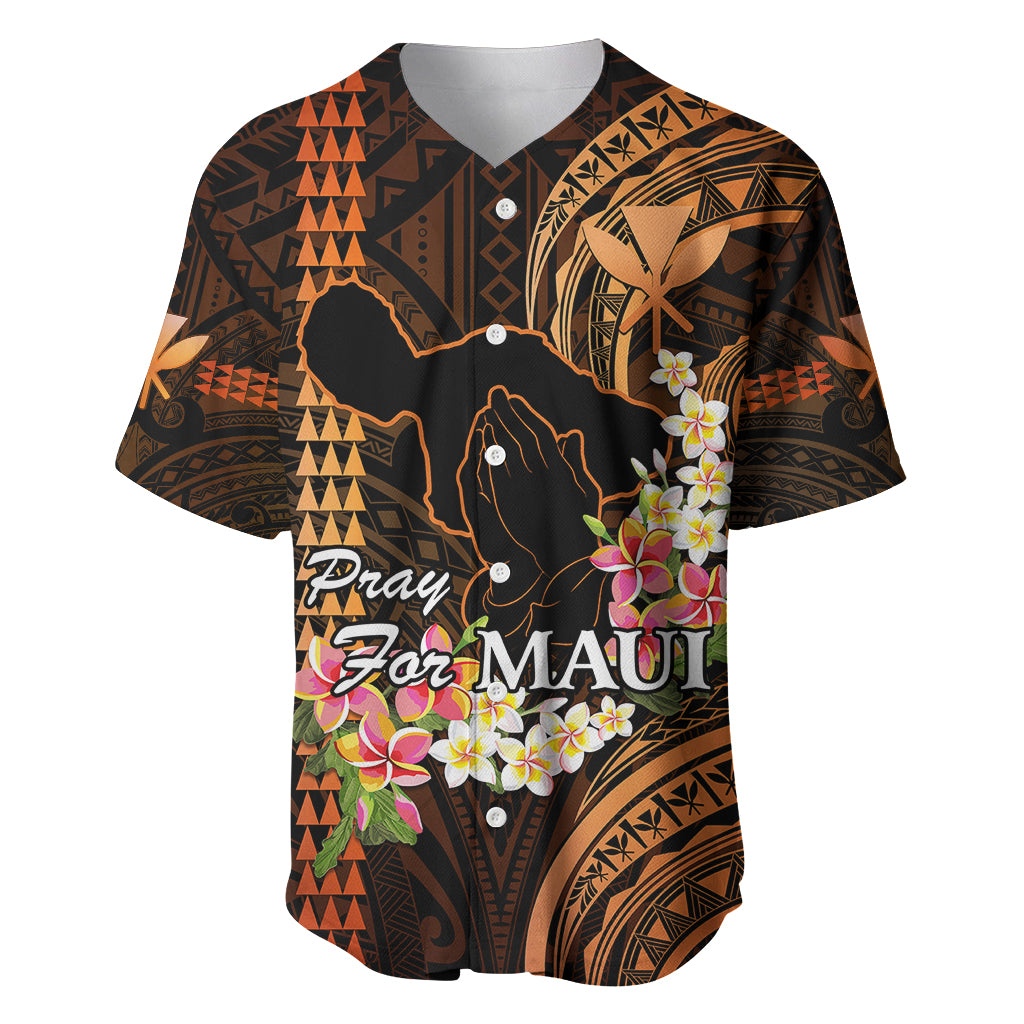 Hawaii Baseball Jersey Pray For Maui Hawaiian Plumeria Be Strong Gold Verison LT14 Gold - Polynesian Pride