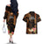 Hawaii Couples Matching Off The Shoulder Long Sleeve Dress and Hawaiian Shirt Pray For Maui Hawaiian Plumeria Be Strong Gold Verison LT14 - Polynesian Pride