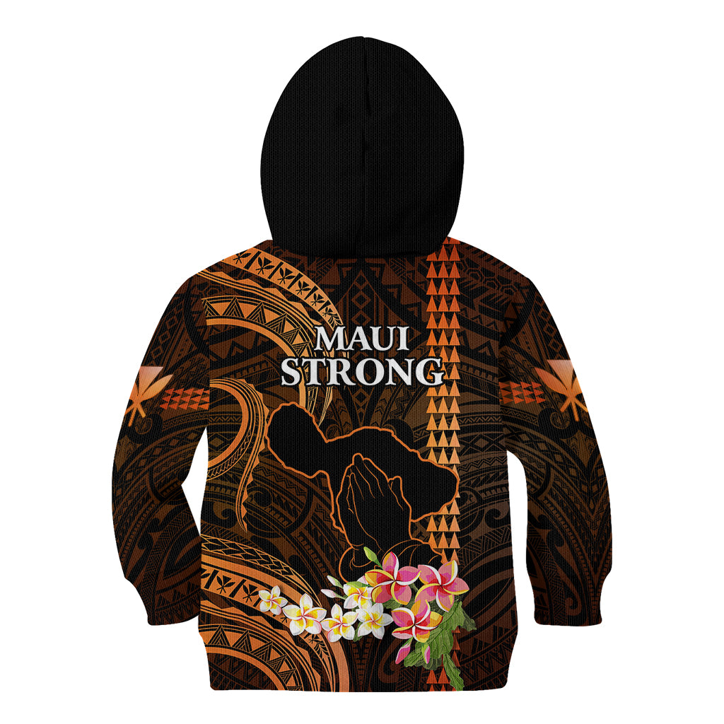 Hawaii Kid Hoodie Pray For Maui Hawaiian Plumeria Be Strong Gold Verison LT14 - Polynesian Pride