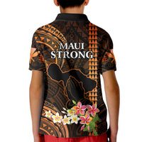 Hawaii Kid Polo Shirt Pray For Maui Hawaiian Plumeria Be Strong Gold Verison LT14 - Polynesian Pride