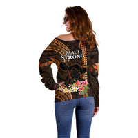 Hawaii Off Shoulder Sweater Pray For Maui Hawaiian Plumeria Be Strong Gold Verison LT14 - Polynesian Pride