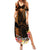 Hawaii Summer Maxi Dress Pray For Maui Hawaiian Plumeria Be Strong Gold Verison LT14 Women Gold - Polynesian Pride