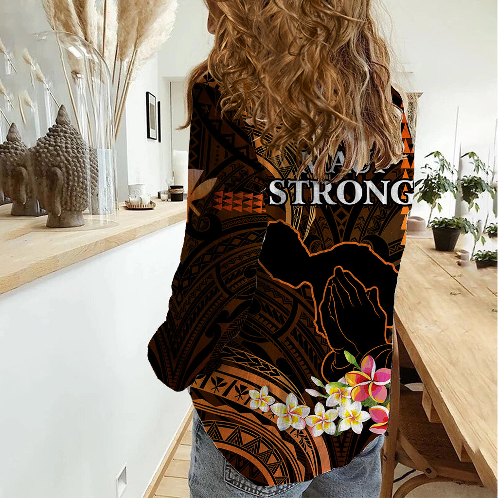 Hawaii Women Casual Shirt Pray For Maui Hawaiian Plumeria Be Strong Gold Verison LT14 - Polynesian Pride