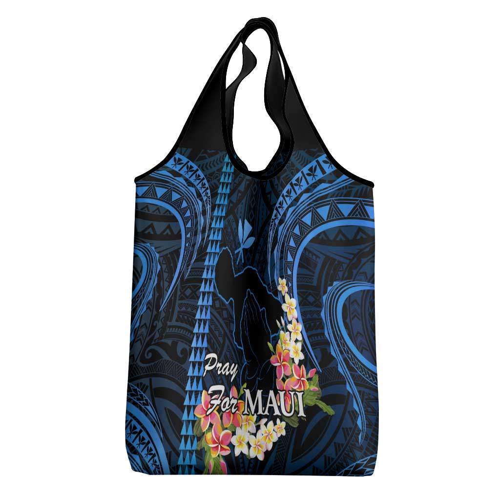 Blue Hawaii Grocery Bag Pray For Maui Hawaiian Plumeria Be Strong