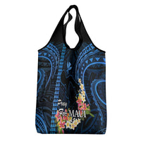 Blue Hawaii Grocery Bag Pray For Maui Hawaiian Plumeria Be Strong
