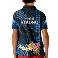 Hawaii Kid Polo Shirt Pray For Maui Hawaiian Plumeria Be Strong Blue Verison LT14 - Polynesian Pride