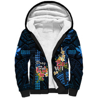 Hawaii Sherpa Hoodie Pray For Maui Hawaiian Plumeria Be Strong Blue Verison LT14 Unisex Blue - Polynesian Pride