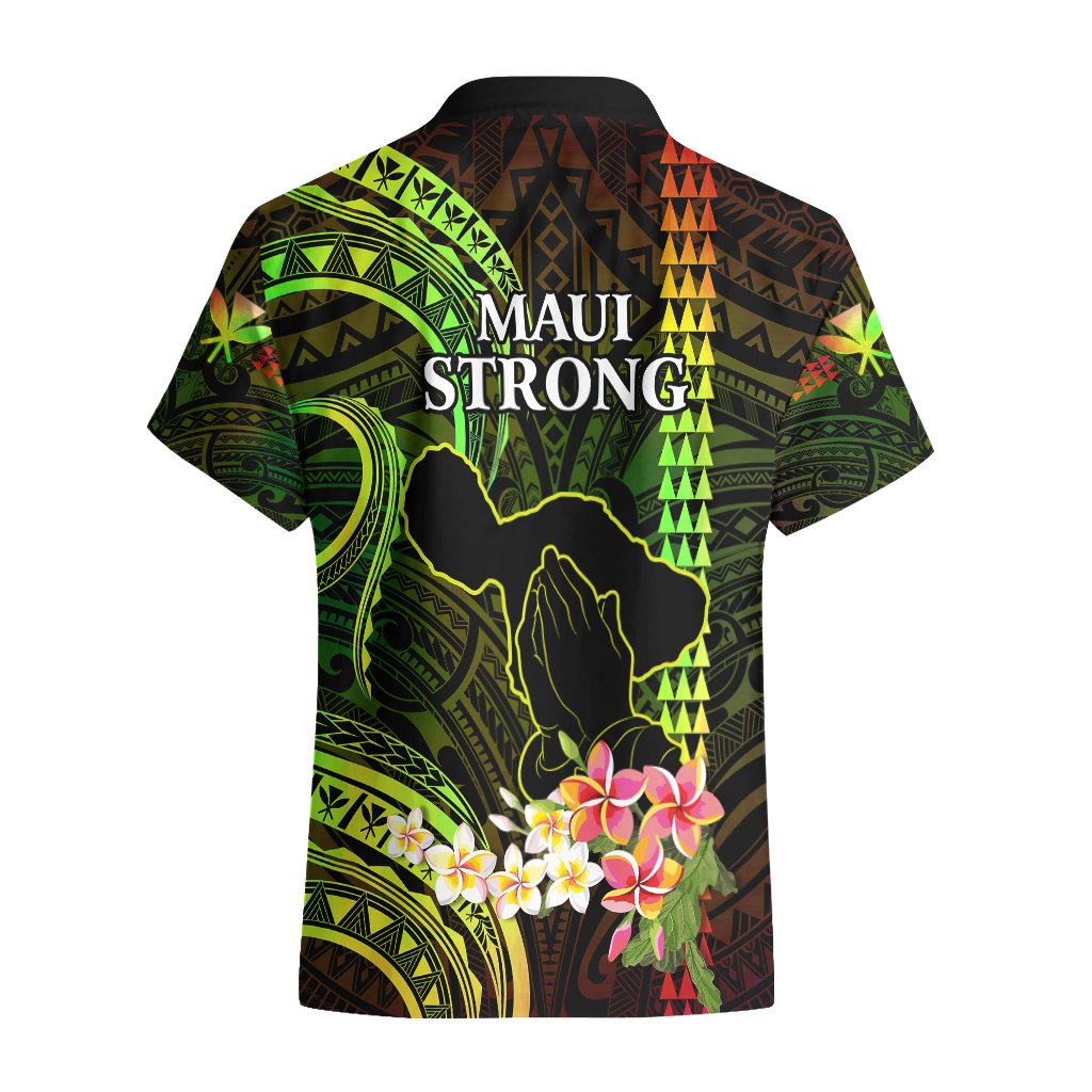 Hawaii Hawaiian Shirt Pray For Maui Hawaiian Plumeria Be Strong Reggae Verison LT14 - Polynesian Pride