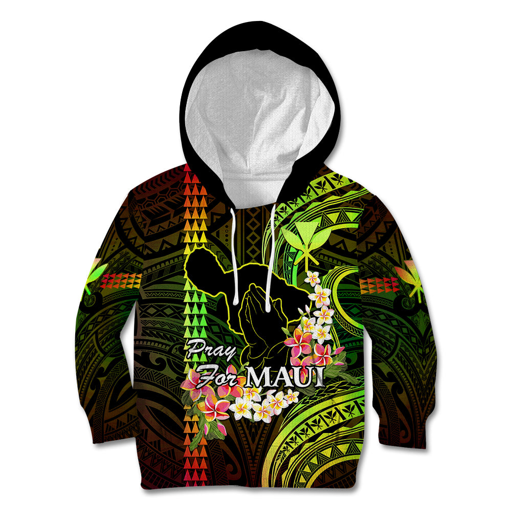 Hawaii Kid Hoodie Pray For Maui Hawaiian Plumeria Be Strong Reggae Verison LT14 Reggae - Polynesian Pride