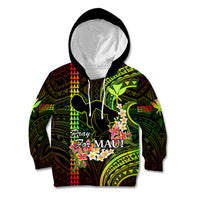 Hawaii Kid Hoodie Pray For Maui Hawaiian Plumeria Be Strong Reggae Verison LT14 Reggae - Polynesian Pride