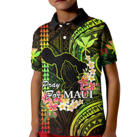 Hawaii Kid Polo Shirt Pray For Maui Hawaiian Plumeria Be Strong Reggae Verison LT14 Kid Reggae - Polynesian Pride