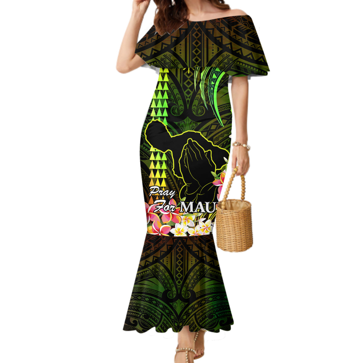 Hawaii Mermaid Dress Pray For Maui Hawaiian Plumeria Be Strong Reggae Verison LT14 Women Reggae - Polynesian Pride