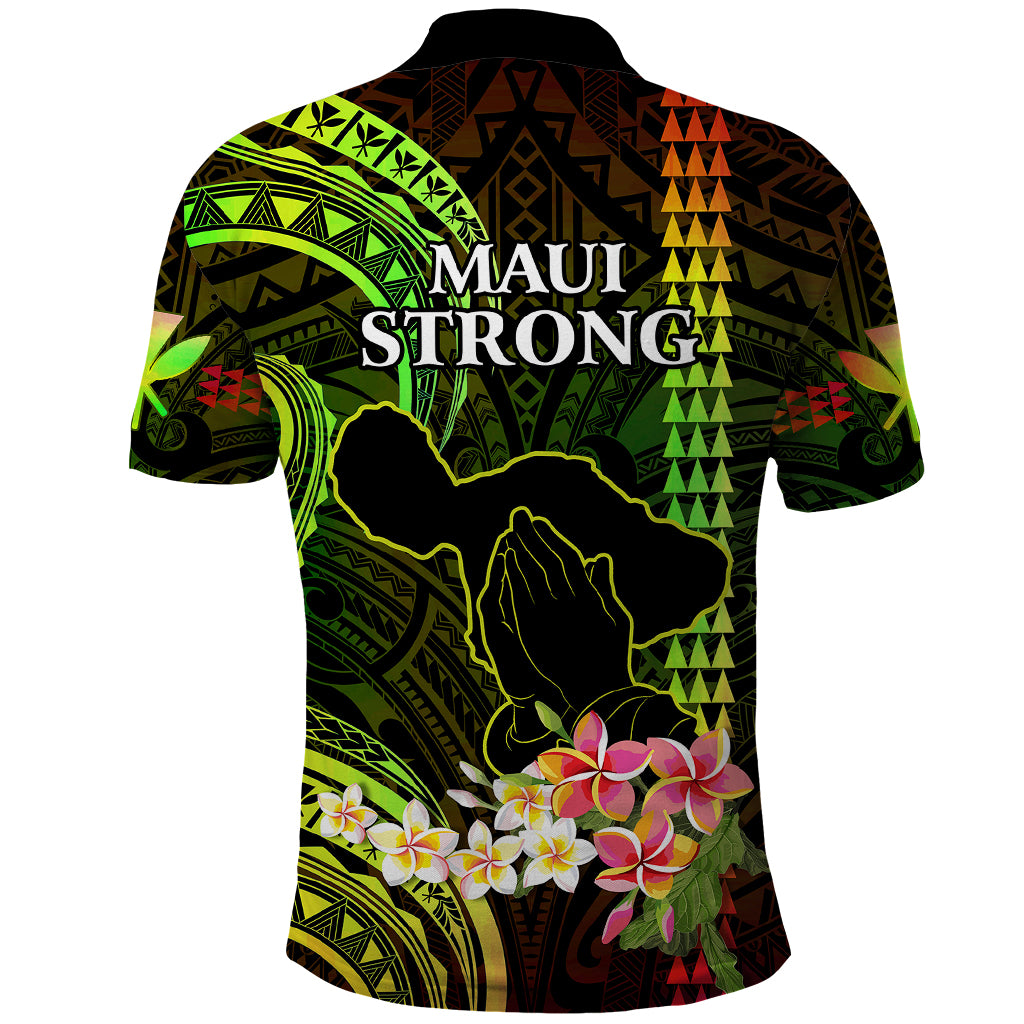 Hawaii Polo Shirt Pray For Maui Hawaiian Plumeria Be Strong Reggae Verison LT14 - Polynesian Pride