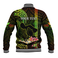 Personalised Hawaii Baseball Jacket Pray For Maui Hawaiian Plumeria Be Strong Reggae Verison LT14 - Polynesian Pride