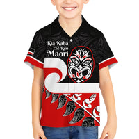 Personalised Te Reo Maori New Zealand Family Matching Summer Maxi Dress and Hawaiian Shirt Kia Haka Maori Fern With Tino Rangatiratanga LT14 Son's Shirt Red - Polynesian Pride