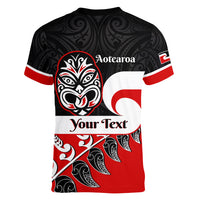 Personalised Te Reo Maori New Zealand Women V Neck T Shirt Kia Haka Maori Fern With Tino Rangatiratanga LT14 - Polynesian Pride