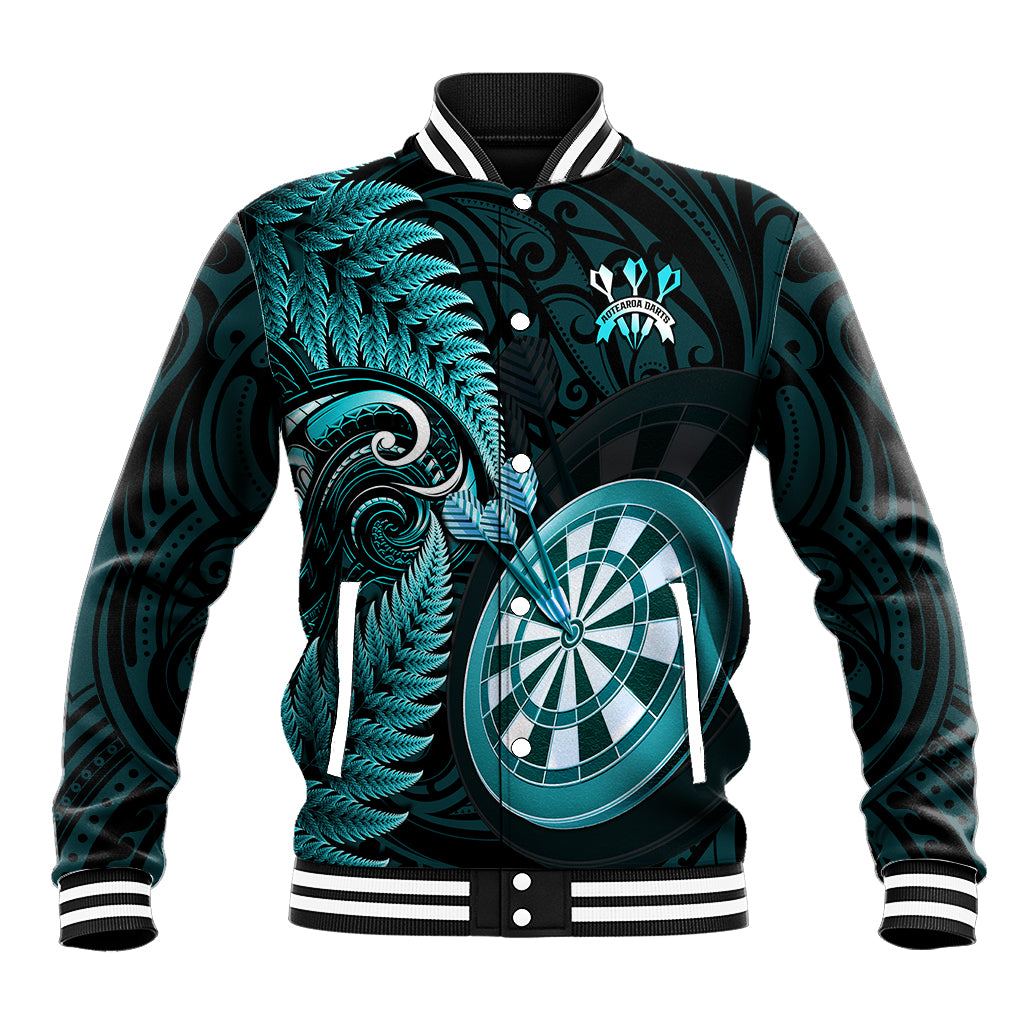 New Zealand Darts Baseball Jacket Happiness Is A Tight Threesome Maori Turquoise LT14 Unisex Turquoise - Polynesian Pride