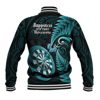 New Zealand Darts Baseball Jacket Happiness Is A Tight Threesome Maori Turquoise LT14 - Polynesian Pride