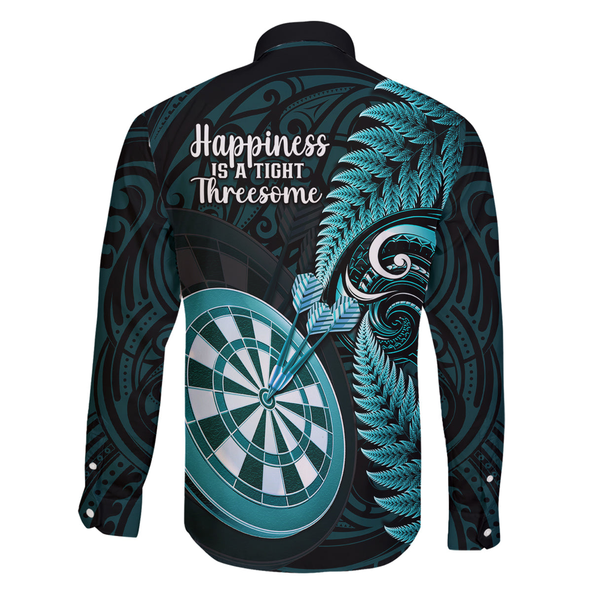 new-zealand-darts-family-matching-long-sleeve-bodycon-dress-and-hawaiian-shirt-happiness-is-a-tight-threesome-maori-turquoise