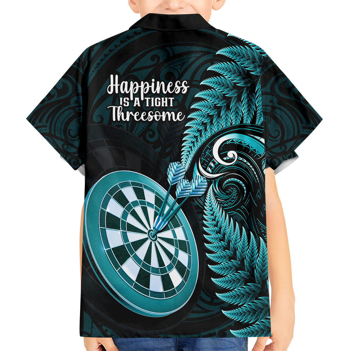 new-zealand-darts-family-matching-summer-maxi-dress-and-hawaiian-shirt-happiness-is-a-tight-threesome-maori-turquoise